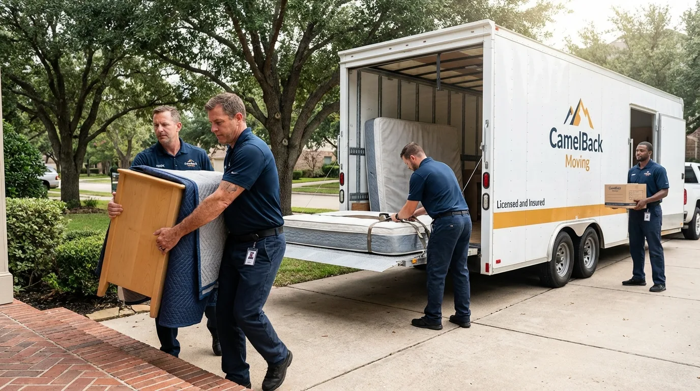 Crew loading residential truck for cross-state move from Gove, KS