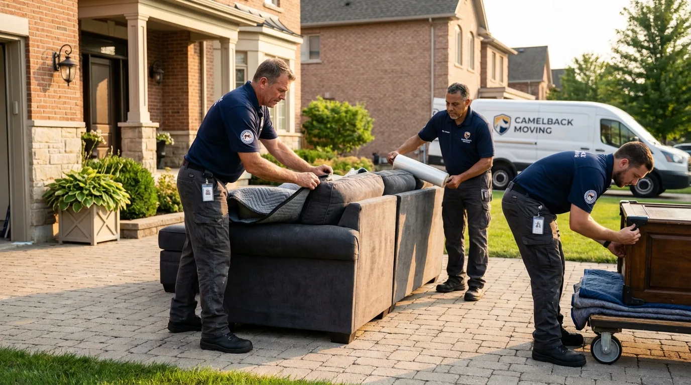 Large estate moving crew wrapping furniture in Gove, KS